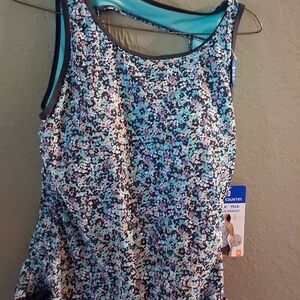 New Free County Floral Sleeveless Swim Top Sz Med.